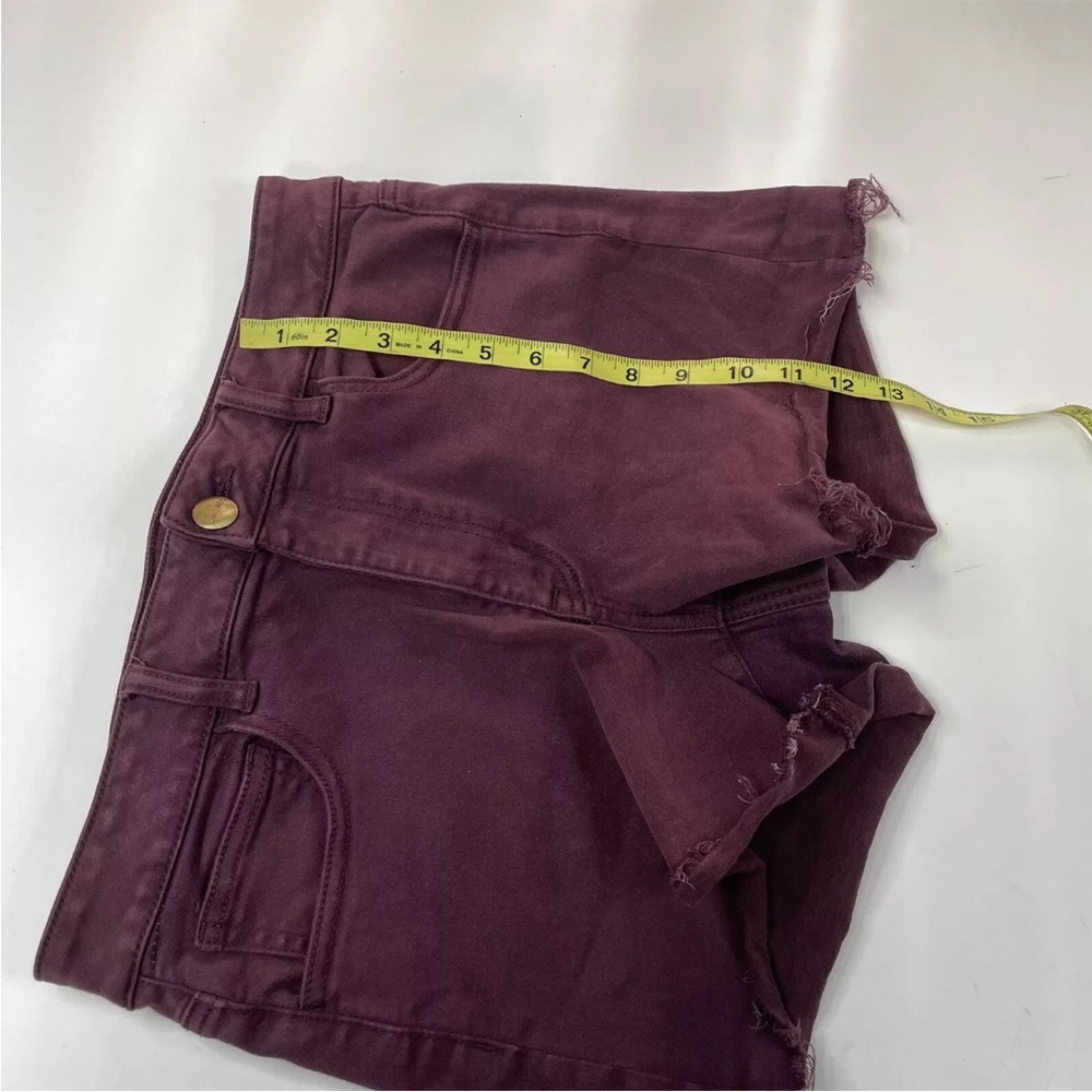 Y2K American Eagle Women Size 12 Hi Rise Shortie Shorts Jean Purple Stretch 0474 - Picture 9 of 9
